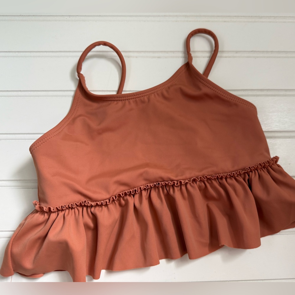 Kortni Jeane Girls Rust Ruffle Swim Top